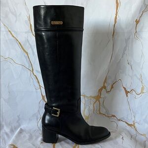 Coach Stacy Riding Boots in Black Leather